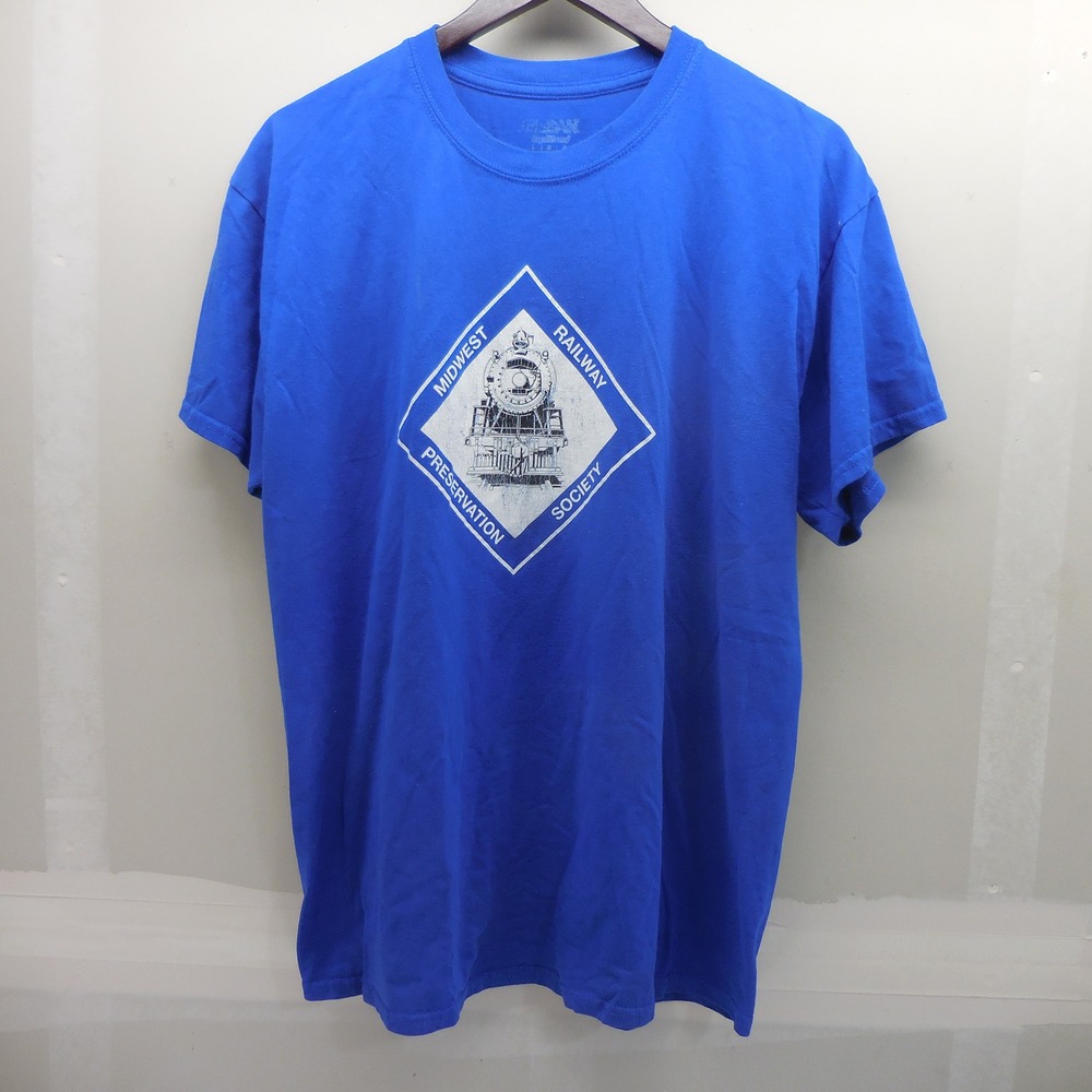Midwest Railway Preservation Society Train Graphic T-Shirt Royal Blue Mens L